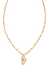KENDRA SCOTT DESIGN Crystal Letter V Gold Short Pendant Necklace in White Crystal