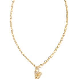 KENDRA SCOTT DESIGN Crystal Letter V Gold Short Pendant Necklace in White Crystal