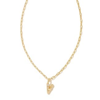 KENDRA SCOTT DESIGN Crystal Letter V Gold Short Pendant Necklace in White Crystal