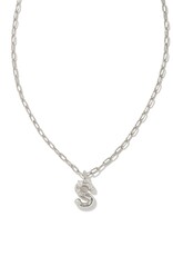 KENDRA SCOTT DESIGN Crystal Letter S Silver Short Pendant Necklace in White Crystal