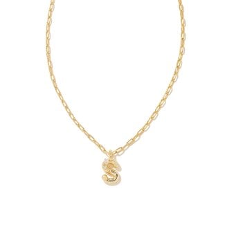 KENDRA SCOTT DESIGN Crystal Letter S Gold Short Pendant Necklace in White Crystal
