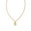Crystal Letter S Gold Short Pendant Necklace in White Crystal