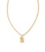 Crystal Letter S Gold Short Pendant Necklace in White Crystal