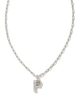 KENDRA SCOTT DESIGN Crystal Letter P Silver Short Pendant Necklace in White Crystal