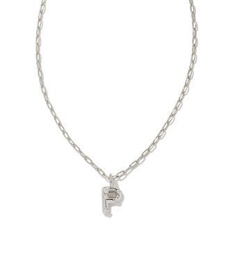 KENDRA SCOTT DESIGN Crystal Letter P Silver Short Pendant Necklace in White Crystal