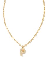 KENDRA SCOTT DESIGN Crystal Letter P Gold Short Pendant Necklace in White Crystal