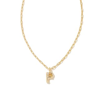 KENDRA SCOTT DESIGN Crystal Letter P Gold Short Pendant Necklace in White Crystal