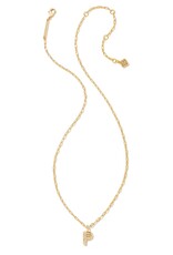 KENDRA SCOTT DESIGN Crystal Letter P Gold Short Pendant Necklace in White Crystal