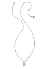 KENDRA SCOTT DESIGN Crystal Letter R Silver Short Pendant Necklace in White Crystal