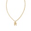 Crystal Letter R Gold Short Pendant Necklace in White Crystal