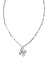 KENDRA SCOTT DESIGN Crystal Letter N Silver Short Pendant Necklace in White Crystal