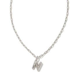 KENDRA SCOTT DESIGN Crystal Letter N Silver Short Pendant Necklace in White Crystal
