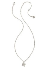 KENDRA SCOTT DESIGN Crystal Letter N Silver Short Pendant Necklace in White Crystal