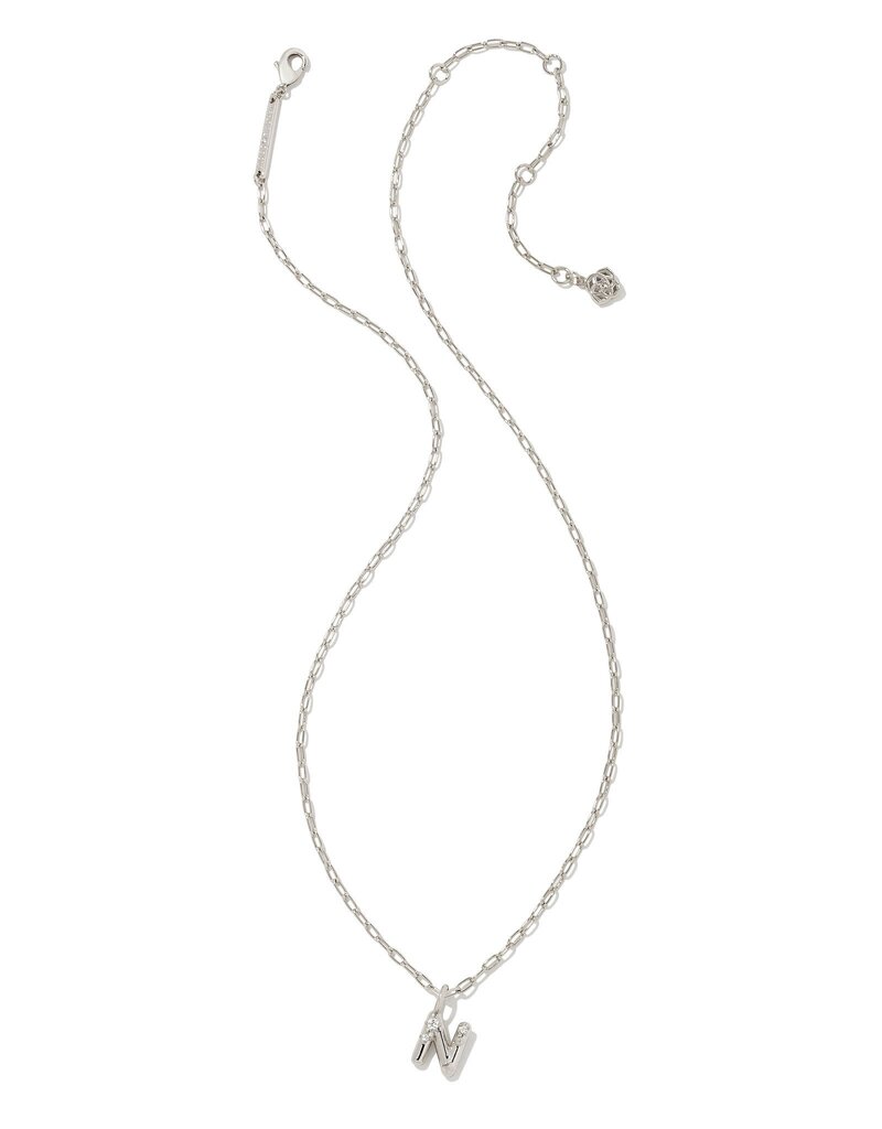 KENDRA SCOTT DESIGN Crystal Letter N Silver Short Pendant Necklace in White Crystal