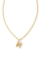 KENDRA SCOTT DESIGN Crystal Letter N Gold Short Pendant Necklace in White Crystal