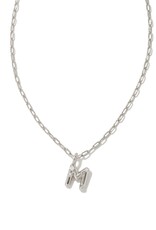 KENDRA SCOTT DESIGN Crystal Letter M Silver Short Pendant Necklace in White Crystal