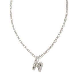 KENDRA SCOTT DESIGN Crystal Letter M Silver Short Pendant Necklace in White Crystal