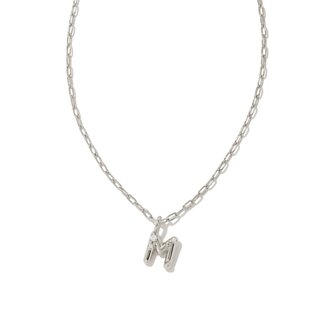 KENDRA SCOTT DESIGN Crystal Letter M Silver Short Pendant Necklace in White Crystal
