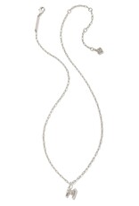 KENDRA SCOTT DESIGN Crystal Letter M Silver Short Pendant Necklace in White Crystal