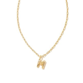 KENDRA SCOTT DESIGN Crystal Letter M Gold Short Pendant Necklace in White Crystal