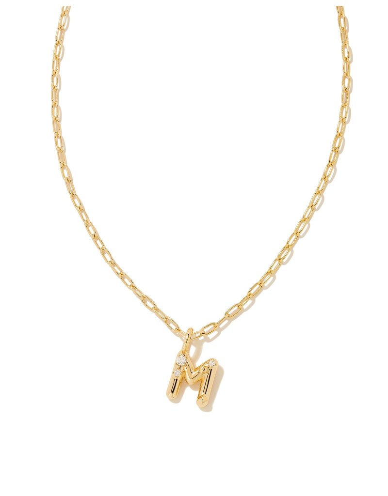 KENDRA SCOTT DESIGN Crystal Letter M Gold Short Pendant Necklace in White Crystal