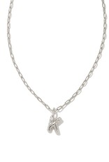 KENDRA SCOTT DESIGN Crystal Letter K Silver Short Pendant Necklace in White Crystal
