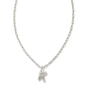 KENDRA SCOTT DESIGN Crystal Letter K Silver Short Pendant Necklace in White Crystal