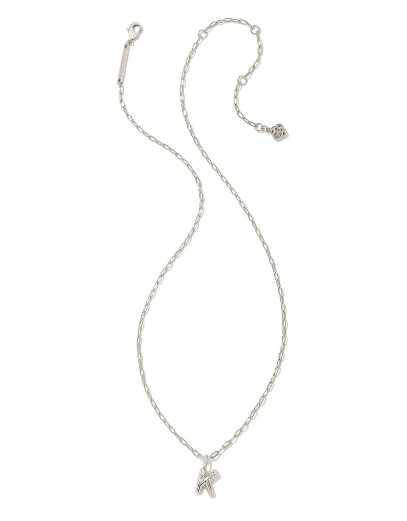 KENDRA SCOTT DESIGN Crystal Letter K Silver Short Pendant Necklace in White Crystal