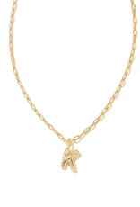 KENDRA SCOTT DESIGN Crystal Letter K Gold Short Pendant Necklace in White Crystal