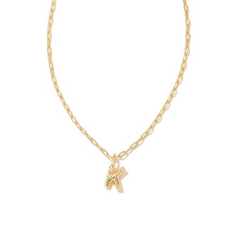 KENDRA SCOTT DESIGN Crystal Letter K Gold Short Pendant Necklace in White Crystal