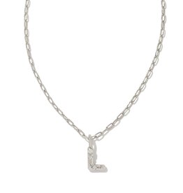 KENDRA SCOTT DESIGN Crystal Letter L Silver Short Pendant Necklace in White Crystal
