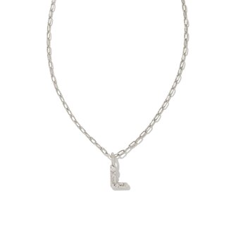 KENDRA SCOTT DESIGN Crystal Letter L Silver Short Pendant Necklace in White Crystal