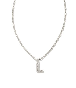 KENDRA SCOTT DESIGN Crystal Letter L Silver Short Pendant Necklace in White Crystal
