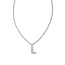 Crystal Letter L Silver Short Pendant Necklace in White Crystal
