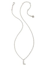 KENDRA SCOTT DESIGN Crystal Letter L Silver Short Pendant Necklace in White Crystal