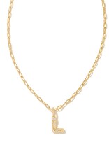 KENDRA SCOTT DESIGN Crystal Letter L Gold Short Pendant Necklace in White Crystal