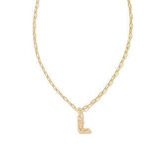 KENDRA SCOTT DESIGN Crystal Letter L Gold Short Pendant Necklace in White Crystal