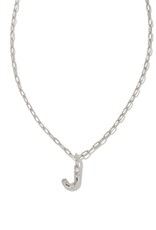 KENDRA SCOTT DESIGN Crystal Letter J Silver Short Pendant Necklace in White Crystal