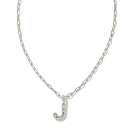 KENDRA SCOTT DESIGN Crystal Letter J Silver Short Pendant Necklace in White Crystal