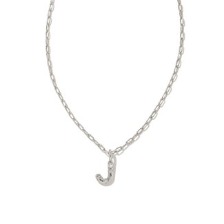 KENDRA SCOTT DESIGN Crystal Letter J Silver Short Pendant Necklace in White Crystal