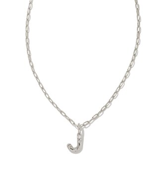 KENDRA SCOTT DESIGN Crystal Letter J Silver Short Pendant Necklace in White Crystal