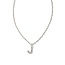 Crystal Letter J Silver Short Pendant Necklace in White Crystal