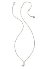 KENDRA SCOTT DESIGN Crystal Letter J Silver Short Pendant Necklace in White Crystal