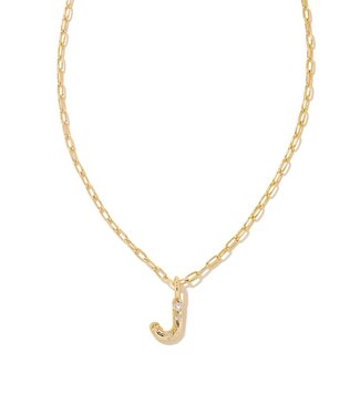KENDRA SCOTT DESIGN Crystal Letter J Gold Short Pendant Necklace in White Crystal
