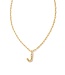 Crystal Letter J Gold Short Pendant Necklace in White Crystal