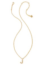 KENDRA SCOTT DESIGN Crystal Letter J Gold Short Pendant Necklace in White Crystal