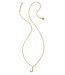 Crystal Letter J Gold Short Pendant Necklace in White Crystal
