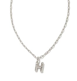 KENDRA SCOTT DESIGN Crystal Letter H Silver Short Pendant Necklace in White Crystal