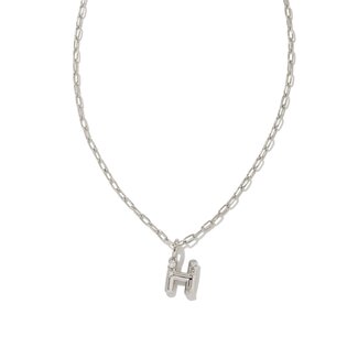 KENDRA SCOTT DESIGN Crystal Letter H Silver Short Pendant Necklace in White Crystal