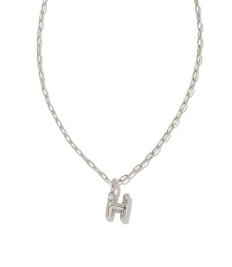 KENDRA SCOTT DESIGN Crystal Letter H Silver Short Pendant Necklace in White Crystal